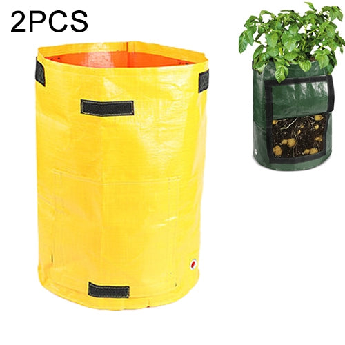2 chiếc túi PE trồng khoai tây 7 gallon, túi vải dệt, chậu trồng rau củ, túi trồng cây, túi trồng rau, dụng cụ làm vườn, màu xanh lá, đen, cam, vàng