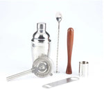 Bộ dụng cụ shaker cocktail rượu vang bằng thép không gỉ 7 trong 1 với túi vải, dung tích: 550ml, 550ml