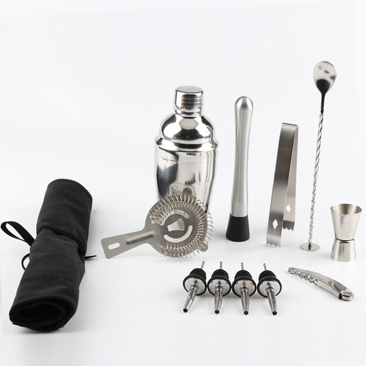 Bộ dụng cụ lắc cocktail rượu vang bằng thép không gỉ 12 trong 1 kèm túi vải, dung tích: 550ml, 550ml