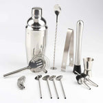 Bộ dụng cụ shaker cocktail inox 14 trong 1 kèm giá tre, dung tích: 750ml, 750ml, tre