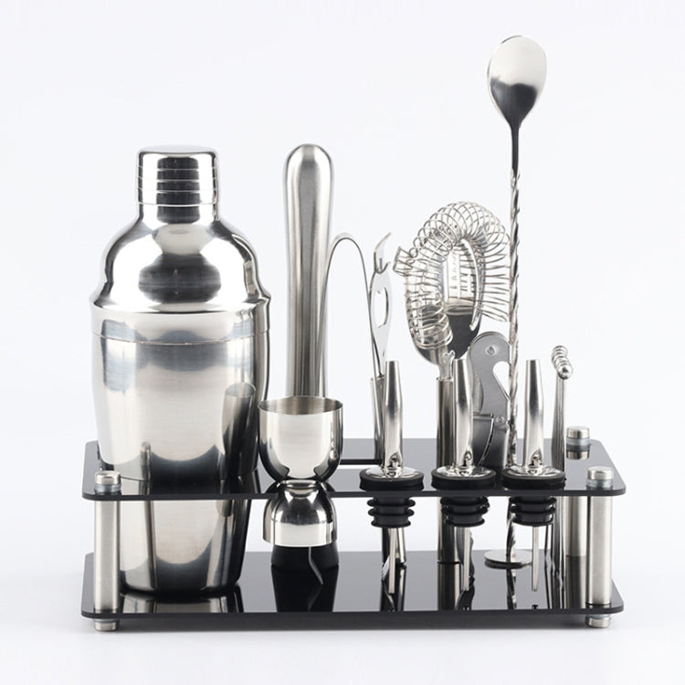 Bộ dụng cụ bình lắc cocktail 18 trong 1 kèm giá đỡ acrylic, dung tích: 350ml, 350ml