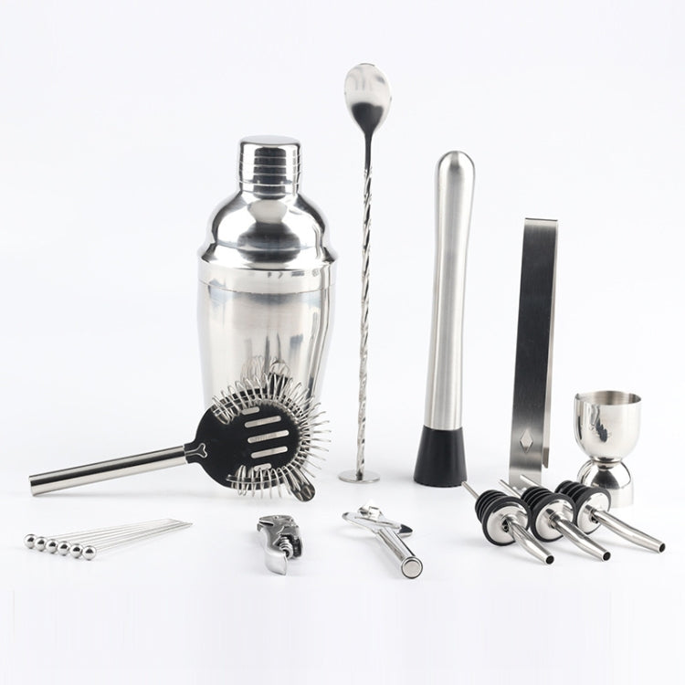 Bộ dụng cụ shaker cocktail 18 trong 1 kèm giá đỡ acrylic, dung tích: 550ml