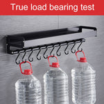 Giá treo tường đa năng nhà bếp 40cm 6 móc, giá đựng gia vị, 40cm 6 móc (Đen)