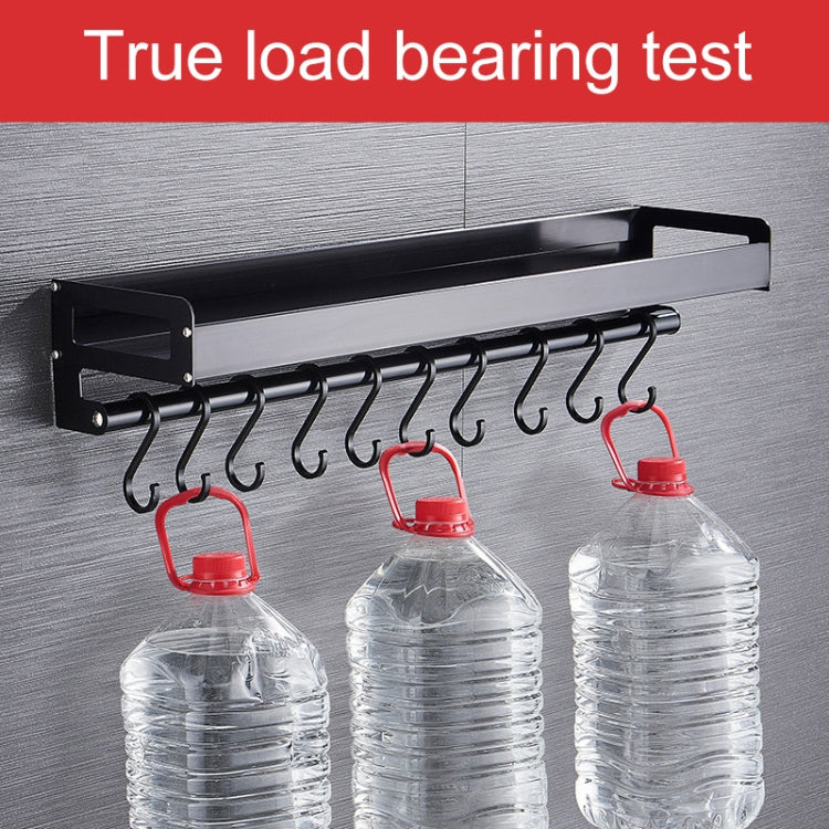 Giá treo tường đa năng nhà bếp 40cm 6 móc, giá đựng gia vị, 40cm 6 móc (Đen)