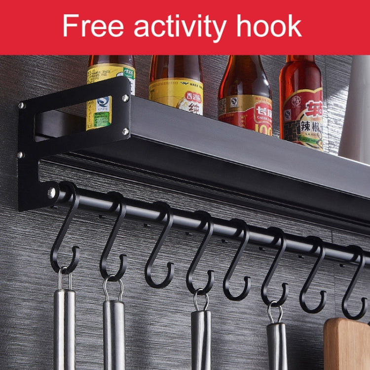 Giá treo tường đa năng nhà bếp 50cm 8 móc, giá đựng gia vị, 50cm 8 móc (Đen)
