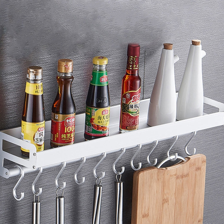 Giá treo tường đa năng nhà bếp 60cm 10 móc, giá đựng gia vị, 60cm 10 móc (Bạc)