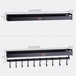 Giá treo tường đa năng nhà bếp 60cm 10 móc, giá đựng gia vị, 60cm 10 móc (Bạc)