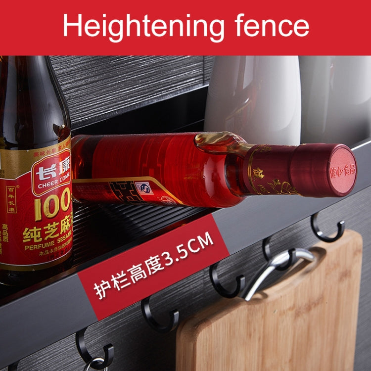 Giá treo tường đa năng nhà bếp 60cm 10 móc, giá đựng gia vị, 60cm 10 móc (Bạc)