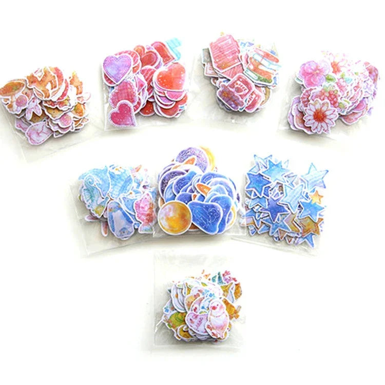 10 Gói Nhãn Dán PVC Chống Thấm Sáng Tạo Dán DIY Album Nhật Ký Trang Trí Màu Nước, Giao Màu Ngẫu Nhiên, Nhãn Dán PVC