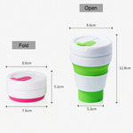 Cốc Du Lịch Gấp Gọn Kích Thước Túi 350ml Dùng Cho Cà Phê, Trà, Cốc Silicone Có Nắp