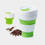 Cốc Du Lịch Gấp Gọn Kích Thước Túi 350ml Dùng Cho Cà Phê, Trà, Cốc Silicone Có Nắp