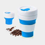 Cốc Du Lịch Gấp Gọn Kích Thước Túi 350ml Dùng Cho Cà Phê, Trà, Cốc Silicone Có Nắp