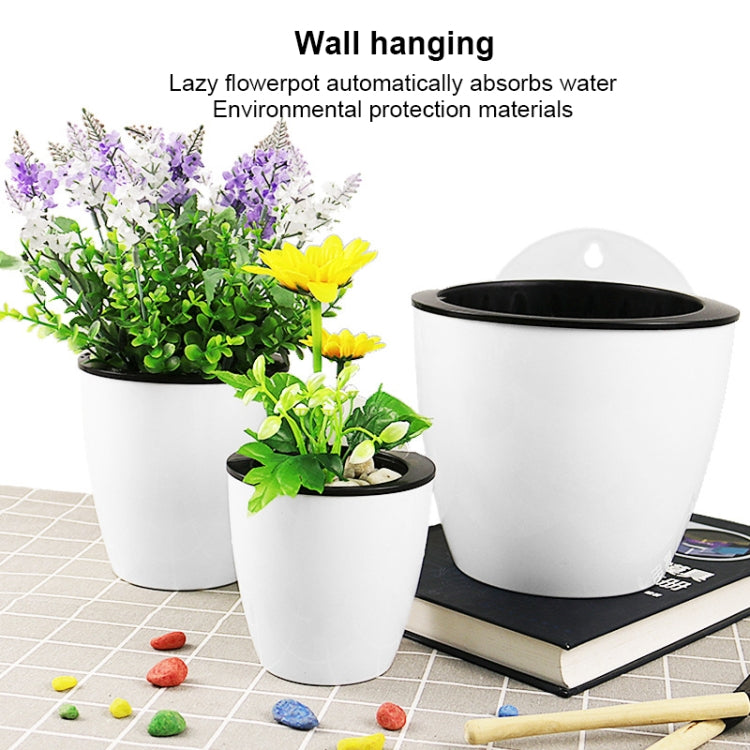 Chậu trồng cây tự tưới, chậu hoa nhựa resin treo tường hình tròn, kích thước: 13x8.5x13cm