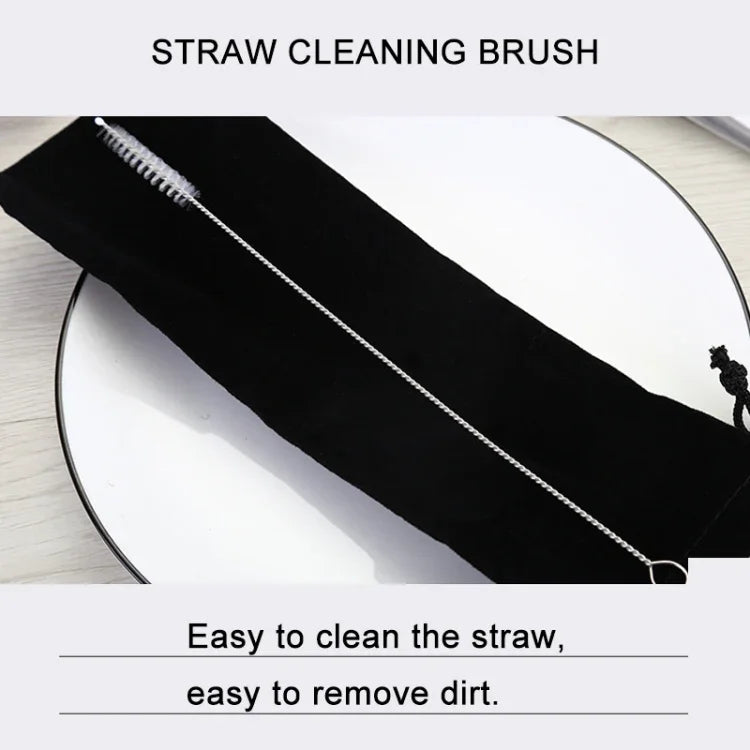 Bộ 8 đầu ống hút inox silicone tái sử dụng + 2 cọ vệ sinh kèm túi cashmere, 215*6mm