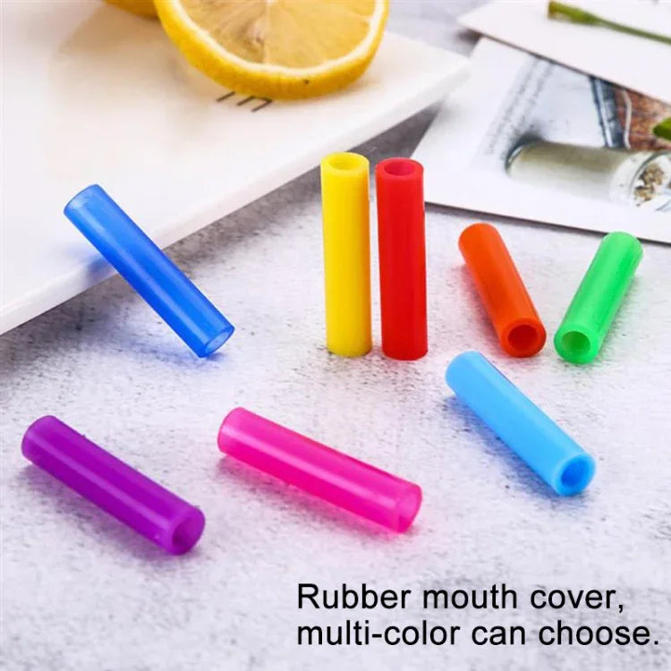Bộ 8 đầu ống hút inox silicone tái sử dụng + 2 cọ vệ sinh kèm túi cashmere, 215*6mm