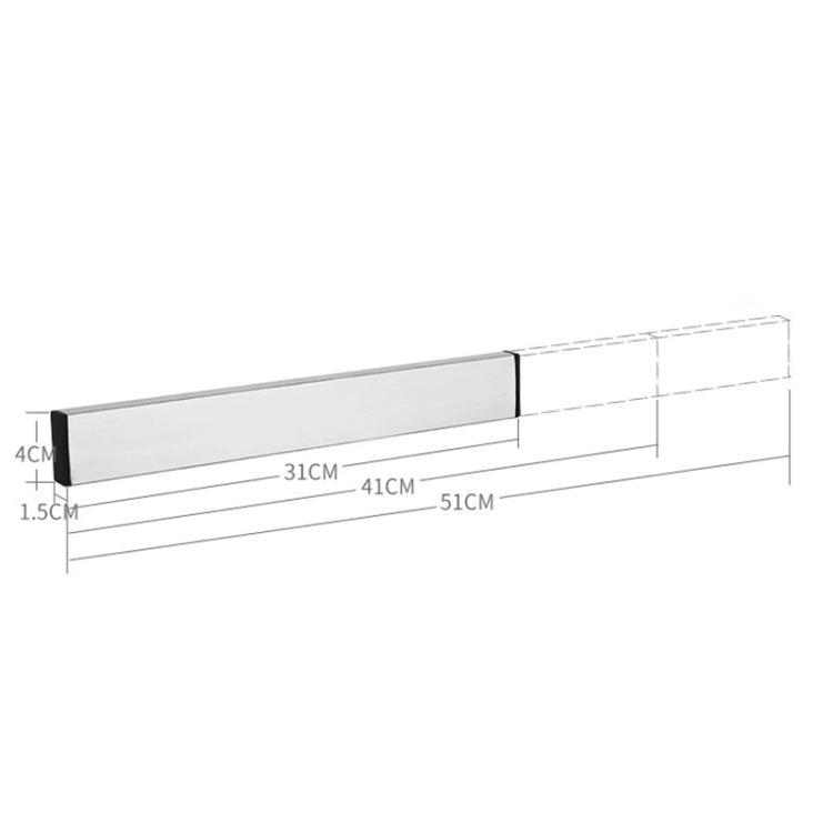 Giá đỡ dao nam châm gắn tường không khoan tường bằng thép không gỉ 304, kích thước: 31x4x1.5cm, kích thước: 31x4x1.5cm