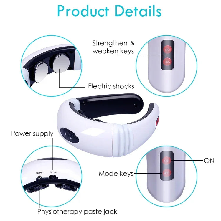 Máy massage cổ xung điện gia đình thông minh, chạy bằng pin (không bao gồm pin), dùng pin cũ