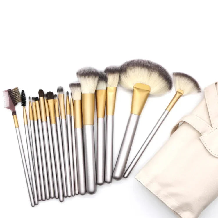 Bộ Dụng Cụ Cọ Trang Điểm Đẹp Cao Cấp 18 trong 1 Màu Be, Kích Thước: 25*46cm