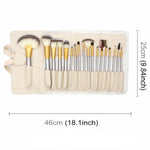 Bộ Dụng Cụ Cọ Trang Điểm Đẹp Cao Cấp 18 trong 1 Màu Be, Kích Thước: 25*46cm
