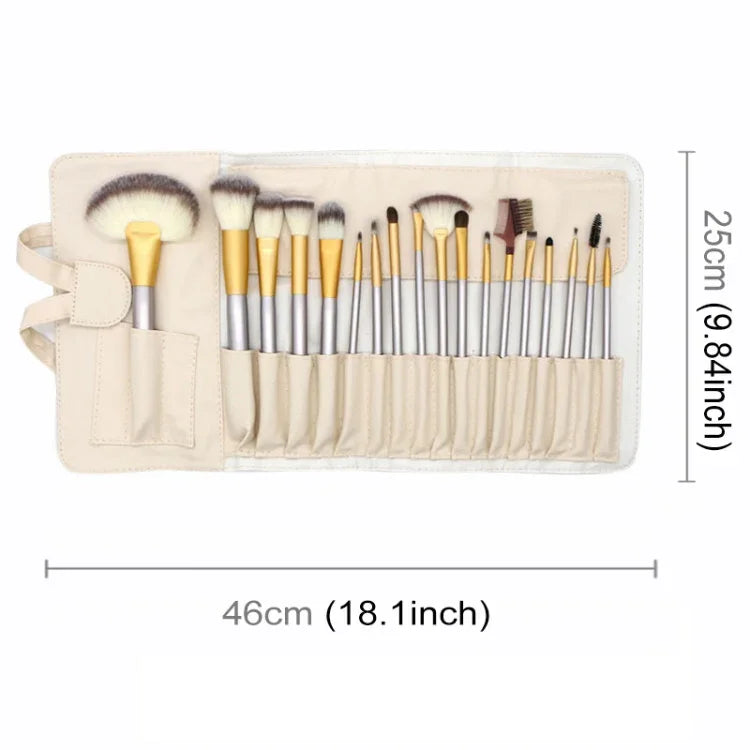 Bộ Dụng Cụ Cọ Trang Điểm Đẹp Cao Cấp 18 trong 1 Màu Be, Kích Thước: 25*46cm