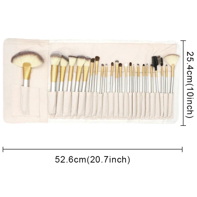 Bộ Dụng Cụ Cọ Trang Điểm Đẹp Cao Cấp 24 trong 1 Màu Be, Kích Thước: 25.4*52.6cm, Màu Be