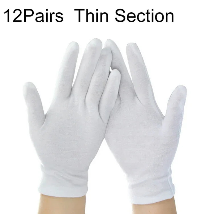 12 đôi găng tay làm việc bằng cotton nguyên chất, phần mỏng, phần mỏng