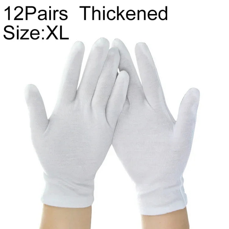 12 đôi găng tay làm việc bằng cotton nguyên chất, dày, kích thước: XL, dày, kích thước: XL