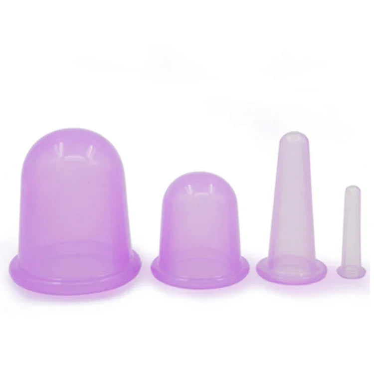 Bộ 4 cốc giác hơi silicon chân không chăm sóc sức khỏe toàn thân, giao màu ngẫu nhiên