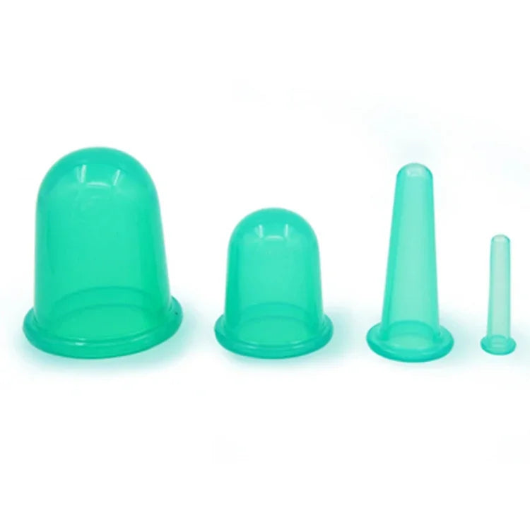Bộ 4 cốc giác hơi silicon chân không chăm sóc sức khỏe toàn thân, giao màu ngẫu nhiên