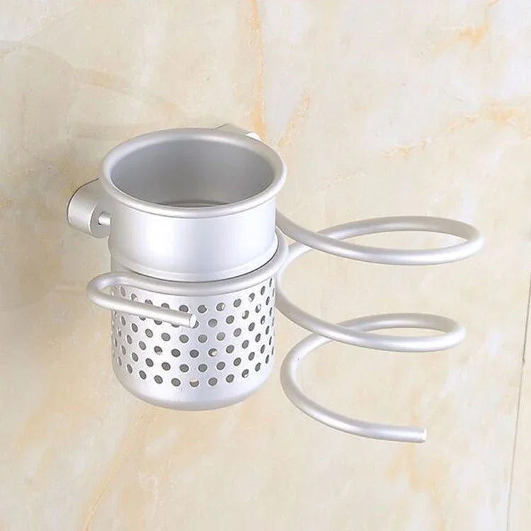 Giá đỡ máy sấy tóc gắn tường, móc treo tổ chức, giá đỡ phòng tắm xoắn ốc, có giá lưới