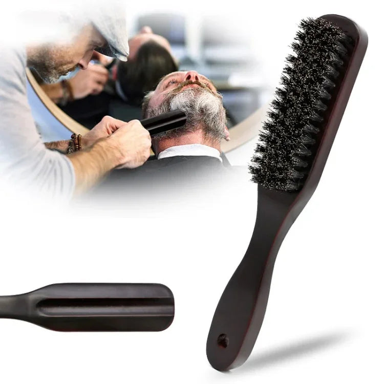 Wooden Handle Boar Brush Cleaning Hair Men Beard Brush Anti-static Barber Shop Hair Styling Comb Shaving Tools, Beard Brush