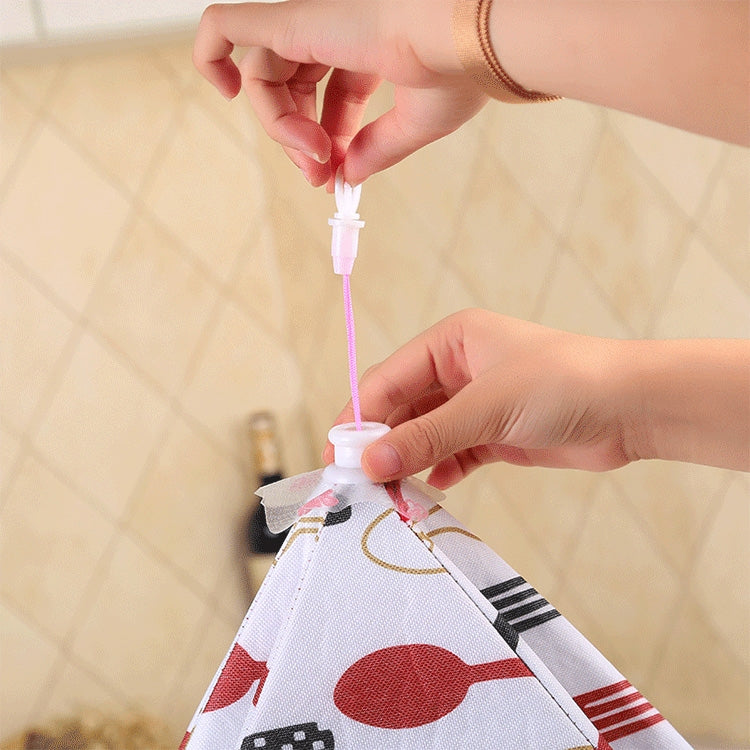 Nắp đậy thực phẩm gấp giữ ấm bằng giấy bạc, họa tiết đồ dùng bàn ăn màu xanh, kích thước: 60*60*17cm, màu xanh