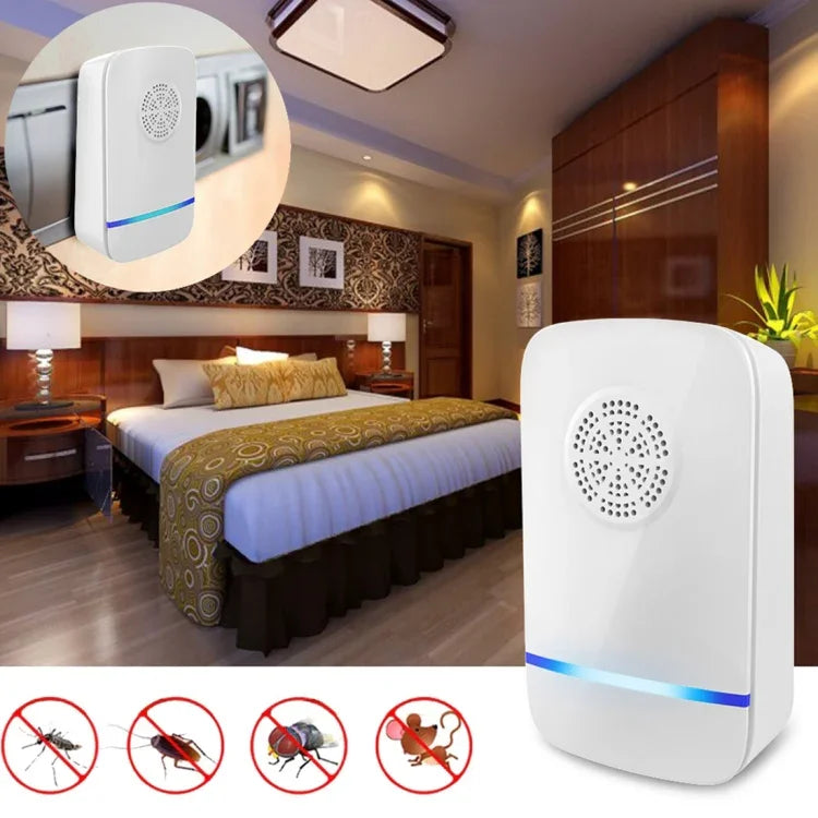 Máy đuổi muỗi, chuột, côn trùng bằng sóng siêu âm điện tử có đèn, AC 110-220V, phích cắm EU, phích cắm AU, phích cắm UK, phích cắm US
