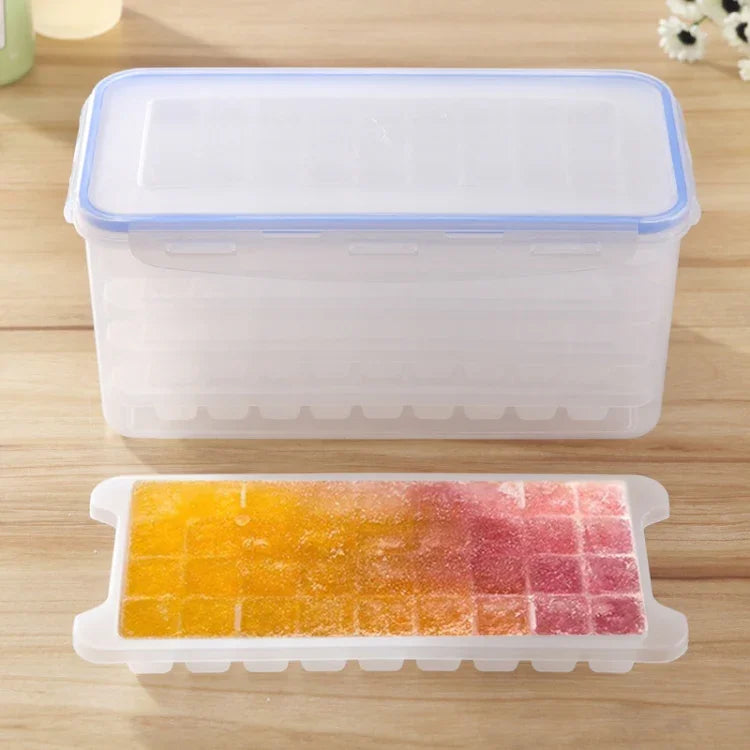 Khay làm đá vuông nhỏ nhiều lớp có nắp hộp lưu trữ đá, 5 lớp, 5 lớp