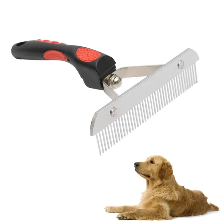 大型犬用毛コーム ステンレス製ペットグルーミングレーキコーム ゴムハンドル付きヘアドレッシングブラシツール、サイズ: 17.0x16.0cm、大型犬用毛コーム