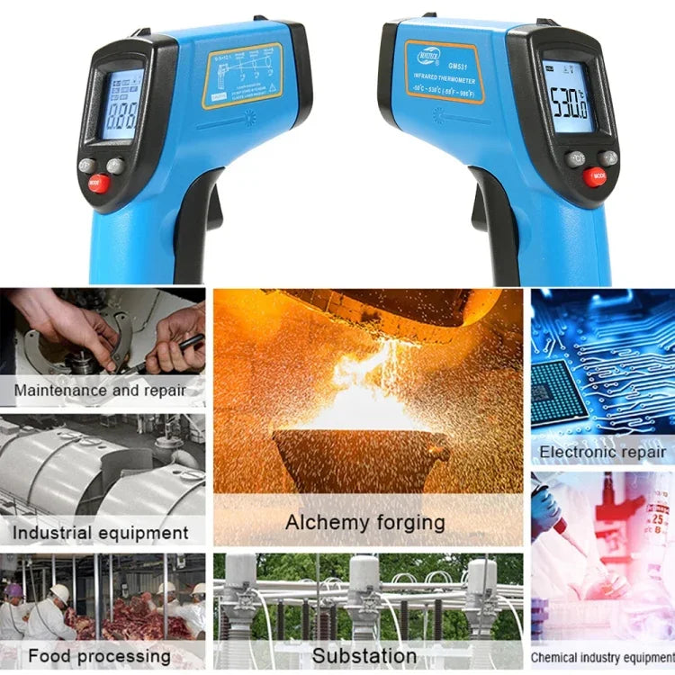 Nhiệt kế hồng ngoại kỹ thuật số cầm tay BENETECH GM531 dùng trong nấu ăn, Phạm vi đo: -50~530 C, GM531