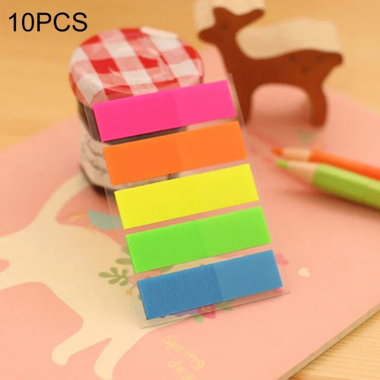10 que dán chỉ mục phân loại huỳnh quang sáng tạo nửa màu, nhãn dán PET, văn phòng phẩm, mã HC5607A, HC5607B, HC5607C