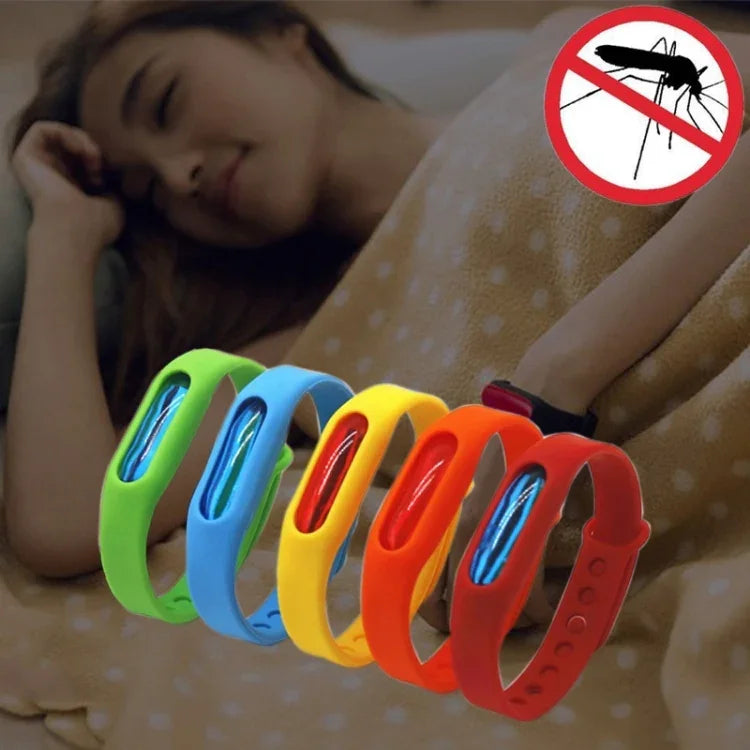 5 vòng tay đeo chống muỗi silicon, khóa vòng tay đuổi côn trùng, phù hợp cho trẻ em và người lớn, dài 23cm, giao màu ngẫu nhiên, 5 cái