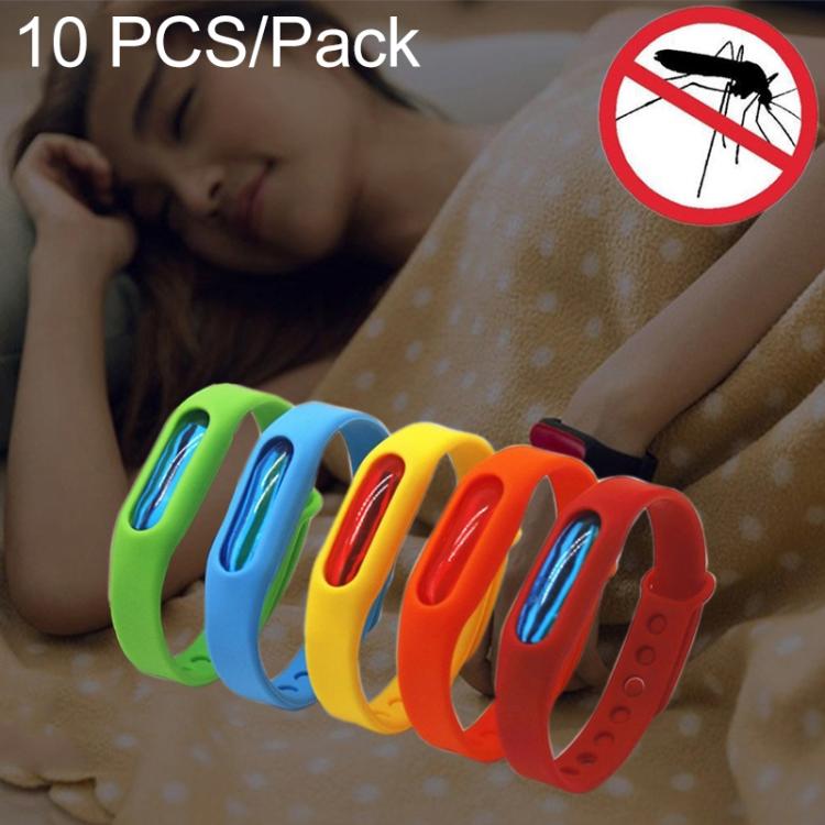 10 chiếc vòng tay đuổi muỗi silicon chống côn trùng, phù hợp cho trẻ em và người lớn, chiều dài: 23cm, giao màu ngẫu nhiên