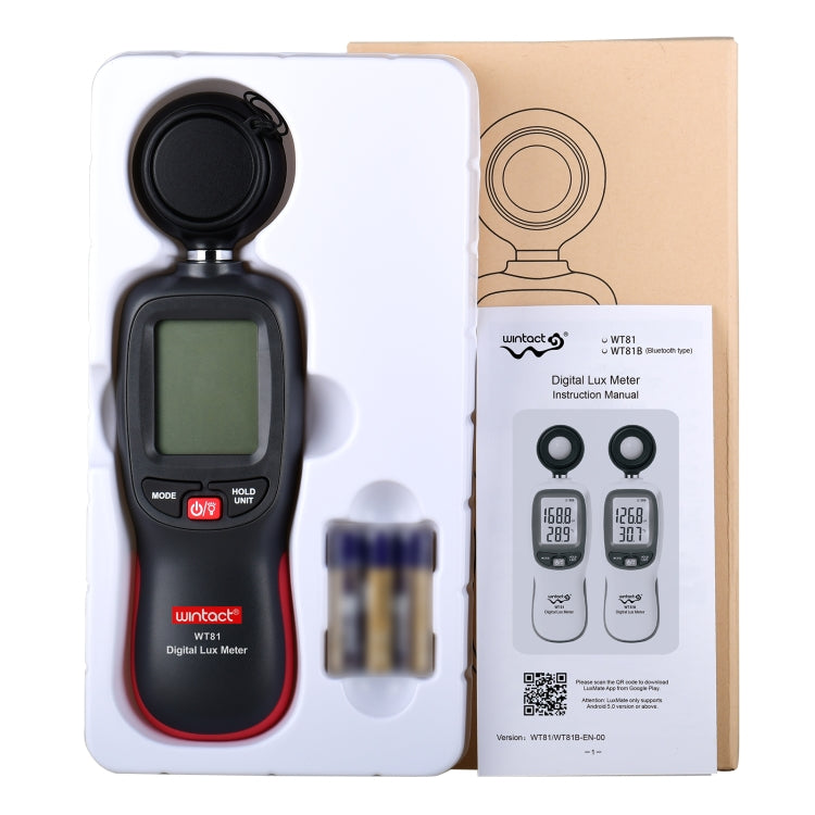 Máy đo ánh sáng kỹ thuật số Wintact WT81 cho nhà máy / trường học / nhà ở, Phạm vi: 0-200,000 Lux