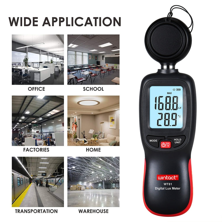 Máy đo ánh sáng kỹ thuật số Wintact WT81 cho nhà máy / trường học / nhà ở, Phạm vi: 0-200,000 Lux