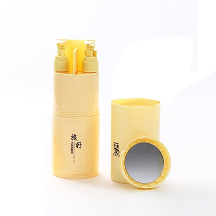 Bộ dụng cụ du lịch 5 trong 1 sáng tạo gồm cốc súc miệng, chai dầu gội, lược, gương trang điểm, bộ rửa tiêu chuẩn, 5 trong 1