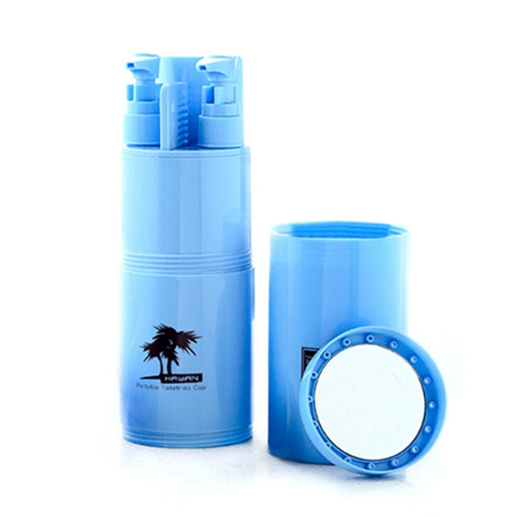 Bộ dụng cụ du lịch 5 trong 1 sáng tạo gồm cốc súc miệng, chai dầu gội, lược, gương trang điểm, bộ rửa tiêu chuẩn, 5 trong 1
