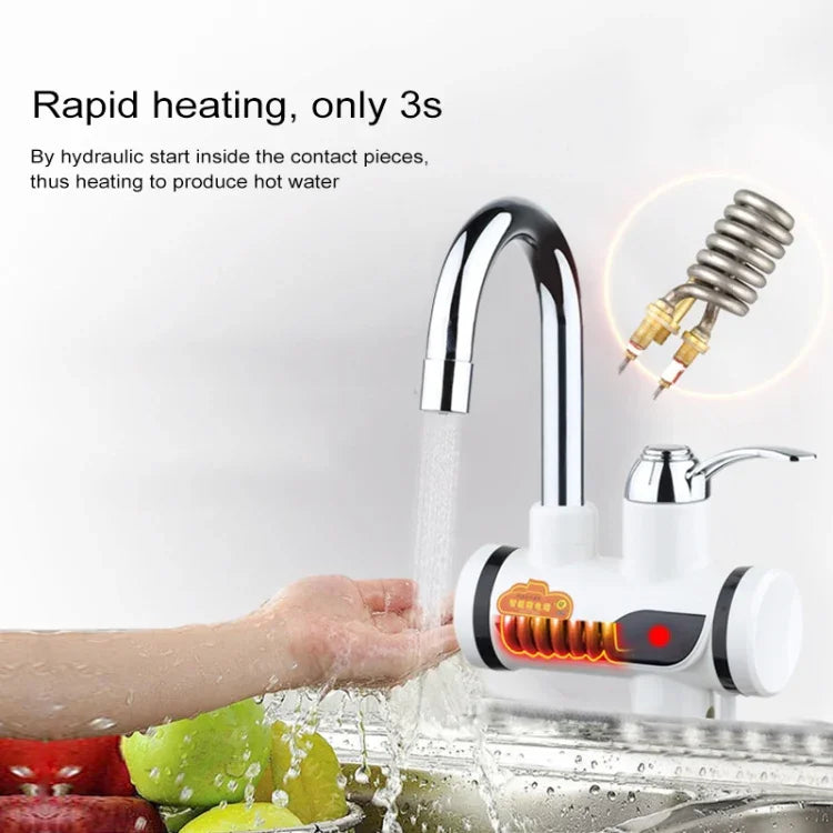 Vòi nước điện nhiệt xoay nhanh 3 giây có đèn báo, 220V, Kích thước L, Đèn báo / Kích thước L