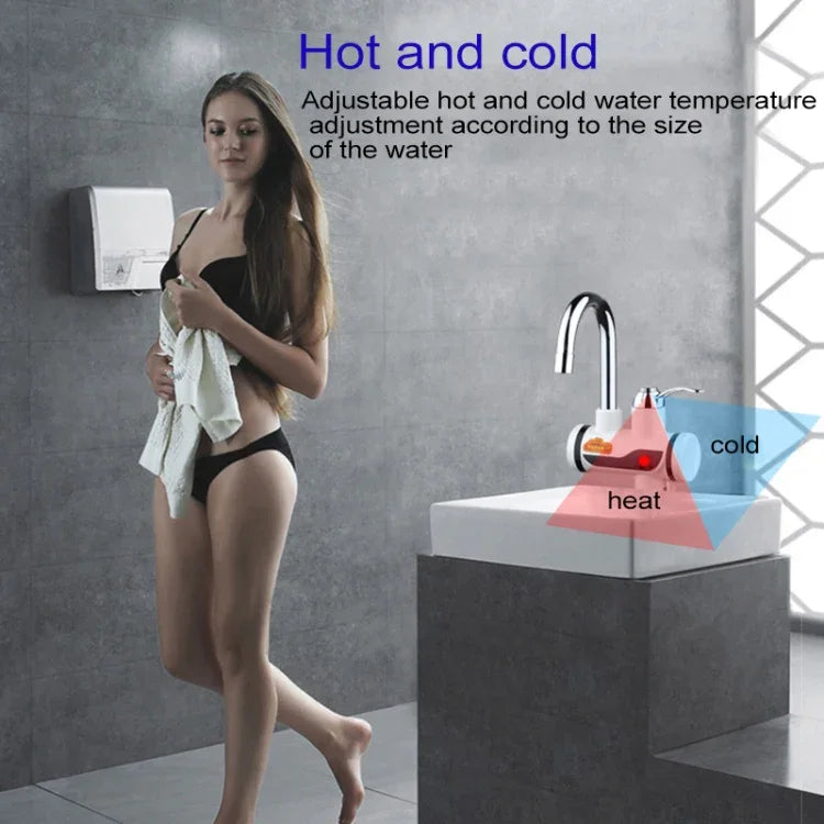 Vòi nước điện nhiệt xoay nhanh 3 giây có đèn báo, 220V, Kích thước L, Đèn báo / Kích thước L