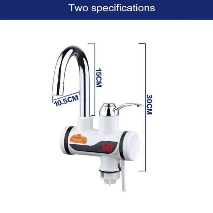 Vòi nước điện nhiệt xoay nhanh 3 giây với màn hình kỹ thuật số, 220V, Kích thước: S, Màn hình kỹ thuật số / Kích thước: S