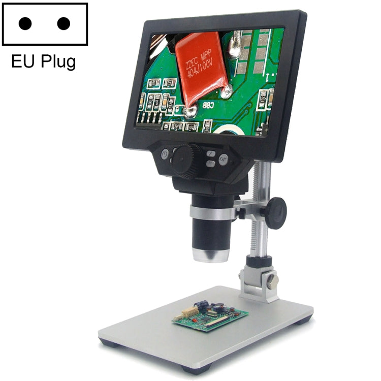 G1200 Kính hiển vi kỹ thuật số để bàn di động màn hình LCD 7 inch 1200X, phích cắm AU, pin lithium phích cắm AU, pin lithium phích cắm EU, pin lithium phích cắm UK, pin lithium phích cắm US