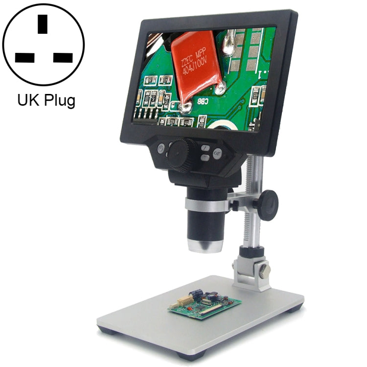 G1200 Kính hiển vi kỹ thuật số để bàn di động màn hình LCD 7 inch 1200X, phích cắm AU, pin lithium phích cắm AU, pin lithium phích cắm EU, pin lithium phích cắm UK, pin lithium phích cắm US