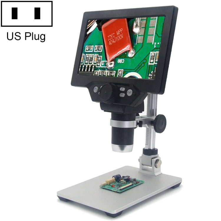 G1200 Kính hiển vi kỹ thuật số để bàn di động màn hình LCD 7 inch 1200X, phích cắm AU, pin lithium phích cắm AU, pin lithium phích cắm EU, pin lithium phích cắm UK, pin lithium phích cắm US