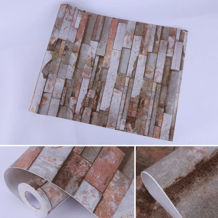 Giấy dán tường trang trí gạch đá 3D sáng tạo Mica cho phòng ngủ phòng khách, Cuộn giấy dán tường chống thấm nước, Kích thước: 45 x 1000cm, Gạch mica